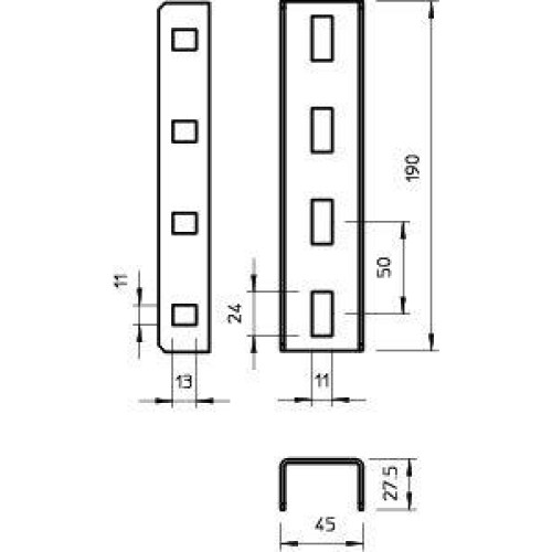 Комплект соединительный для профиля US 3 гор. цинк VUS 3 FT OBO 6018513