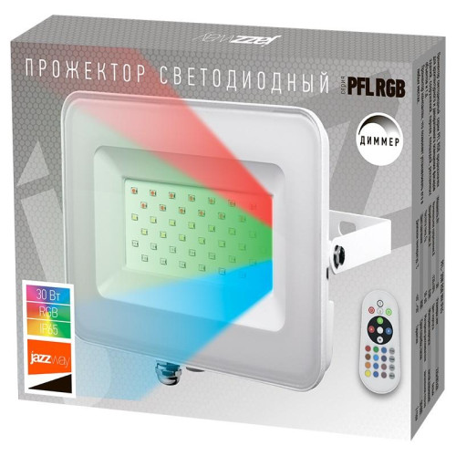 Прожектор светодиодный PFL-30W RGB 30Вт IP65 ДО WH JazzWay 5012103