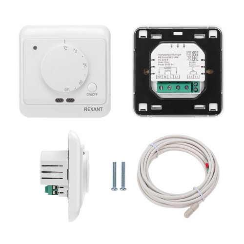 Терморегулятор мех. R72XT датчик пола; датчик возд. 3.6кВт 16А бел. REXANT 51-0580