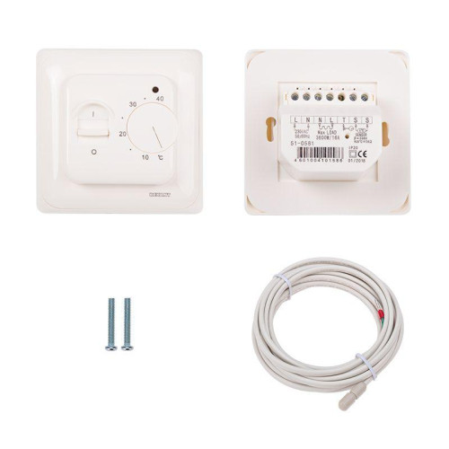 Термостат механический R70XT (OTN-1991; RTC 70.26; MST-1; MT-26; MTT-2; M5.713) 16А 3.6кВт для теплых полов датчик пола бел. Rexant 51-0531