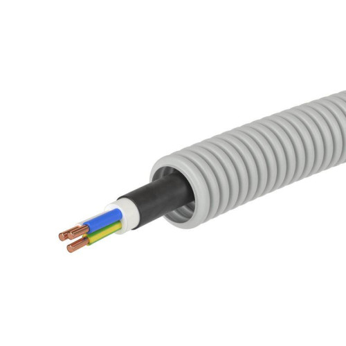 Электротруба ПВХ гибкая гофр. d20мм сер. с кабелем ВВГнг(А)-LS3х1.5кв.мм РЭК 
