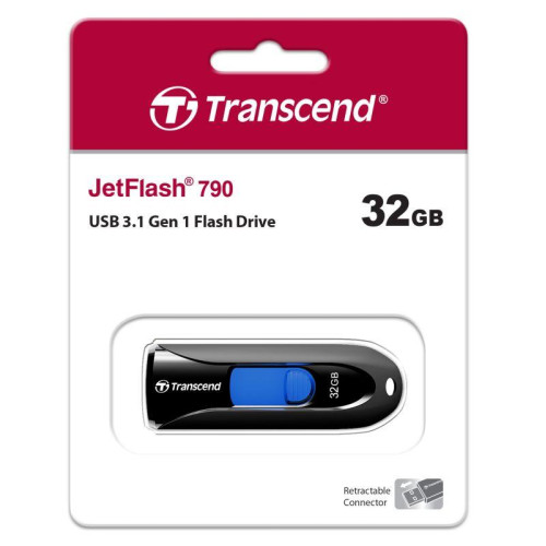 Флеш-накопитель TS32GJF790K 32GB JetFlash 790 (Black/blue) USB 3.0 Transcend 1000501746