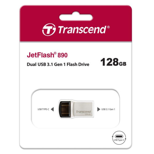 Флеш-накопитель TS128GJF890S 128GB JetFlash 890 USB 3.1 OTG Transcend 1000551422