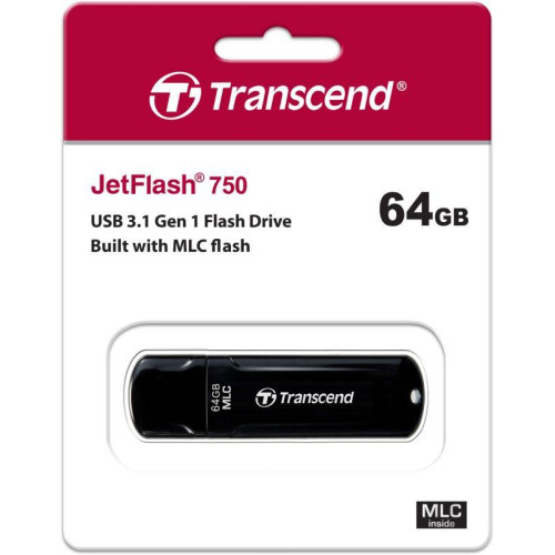 Флеш-накопитель TS64GJF750K 64GB JETFLASH 750 black Transcend 1000501729