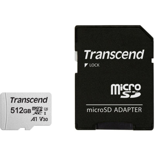 Карта памяти TS512GUSD300S-A 512GB microSD w/ adapter UHS-I U3 A1 Transcend 1000575655