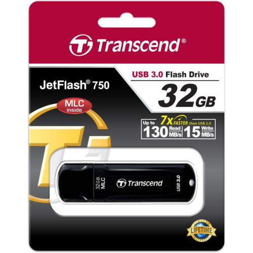 Флеш-накопитель TS32GJF750K 32GB JETFLASH 750 black Transcend 1000502117