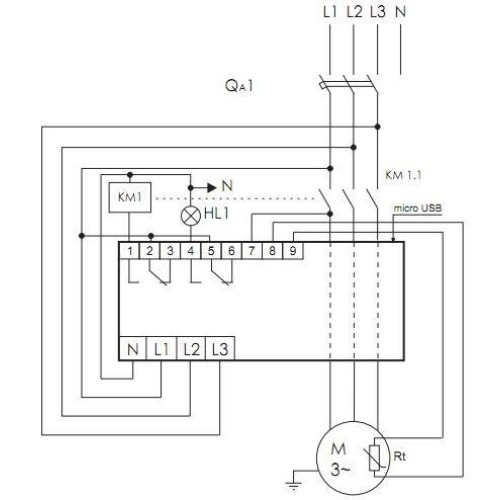 Реле защиты двигателя многофункциональное AZD-M-02 защита трехфазн. двигат. до 2.2кВт; и для работы с внешн. ТТ; USB порт; 6 модулей; монтаж на DIN-рейке F&F EA05.004.004