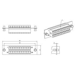 Панель FO-FPM-W120H32-24LC-BL для FO-19BX с 24 LC адаптерами 24 волокна одномод. OS1/OS2 120х32мм адаптеры а син. (blue) Hyperline 47620