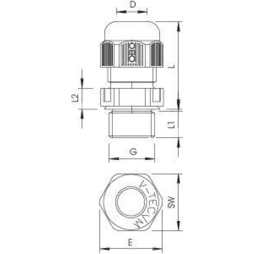 Ввод кабельный Dкаб. 6-13 (Dмонтаж. отв. 20) IP68 V-TEC VM L20 LGR OBO 2022947