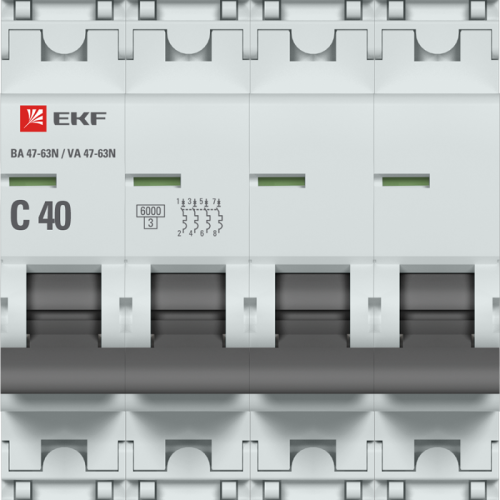 Выключатель автоматический модульный 4п C 40А 6кА ВА 47-63N PROxima EKF M636440C