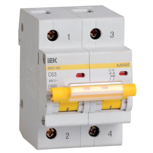 Выключатель автоматический модульный 2п C 63А 10кА ВА47-100 KARAT IEK MVA40-2-063-C