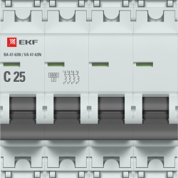Выключатель автоматический модульный 4п C 25А 6кА ВА 47-63N PROxima EKF M636425C