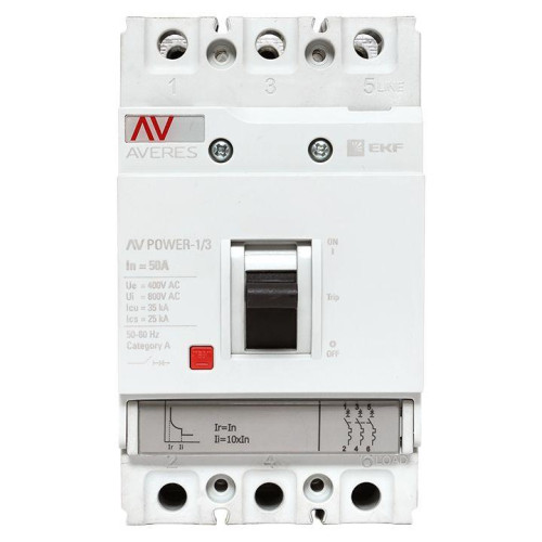 Выключатель автоматический 3п 50А 35кА AV POWER-1/3 TR AVERES EKF mccb-13-50-TR-av