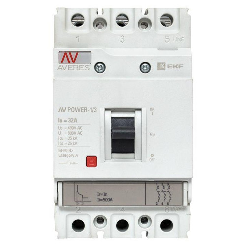 Выключатель автоматический 3п 32А 35кА AV POWER-1/3 TR AVERES EKF mccb-13-32-TR-av