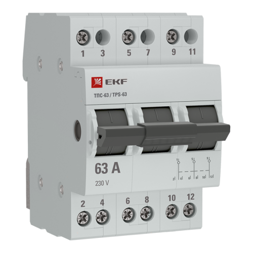 Переключатель трехпозиционный ТПС-63 3P 63А PROxima EKF TPS363